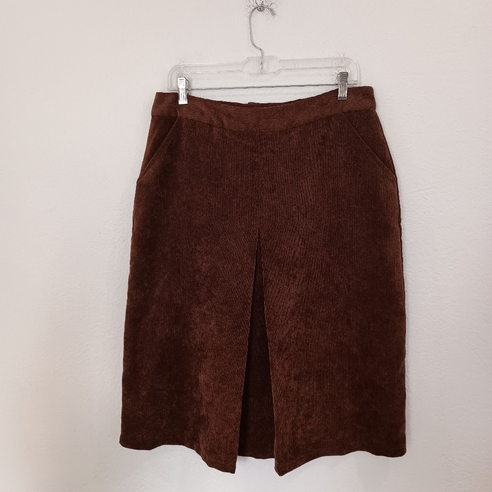 Christopher & Banks Brown Corduroy Midi Skirt